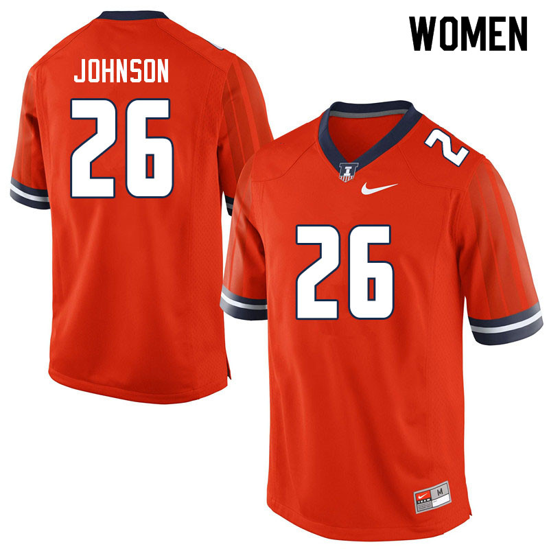 Women #26 DJ Johnson Illinois Fighting Illini College Football Jerseys Sale-Orange